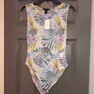 Forever 21 Sheer Bodysuit Multi Color Size Large